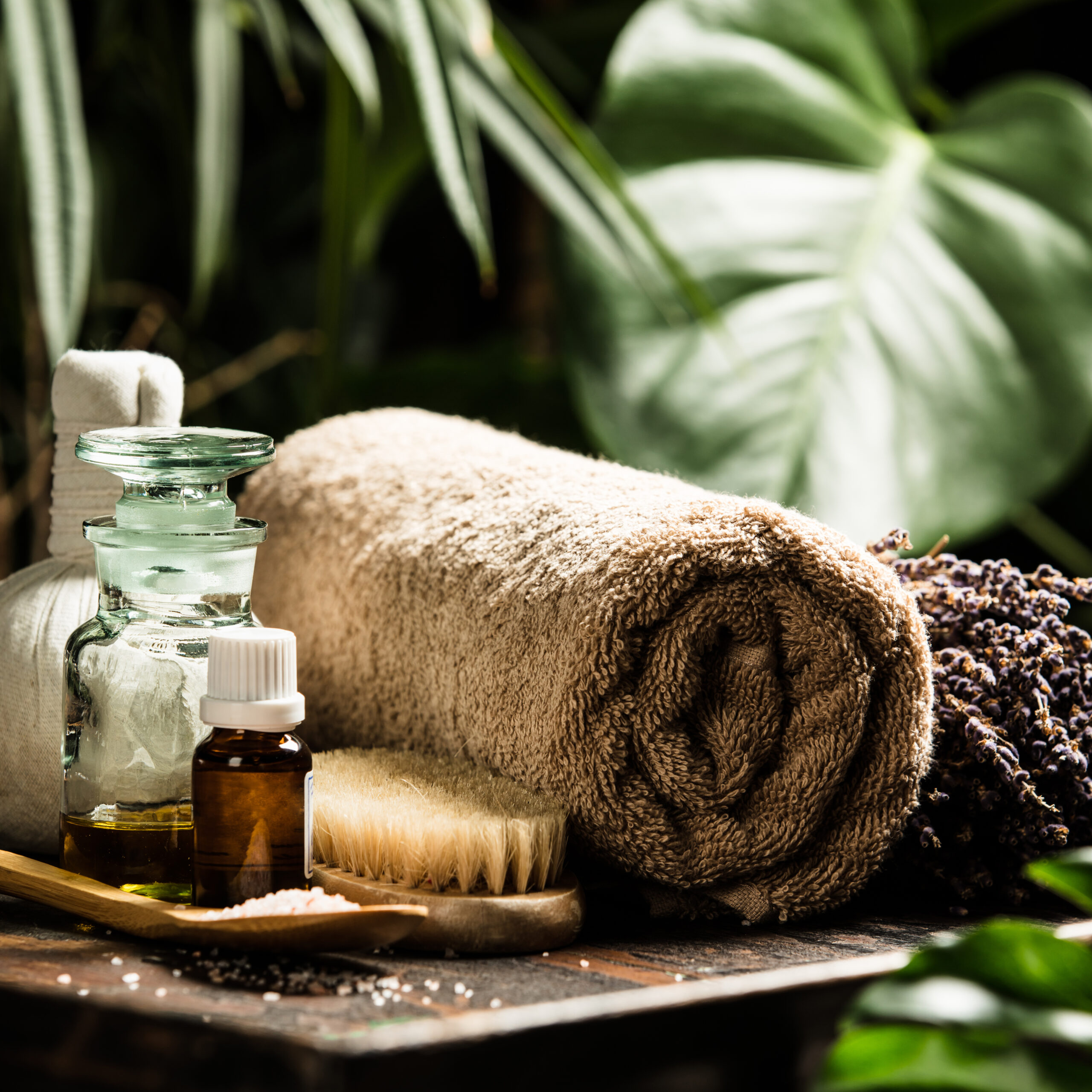 SPA composition on tropical background